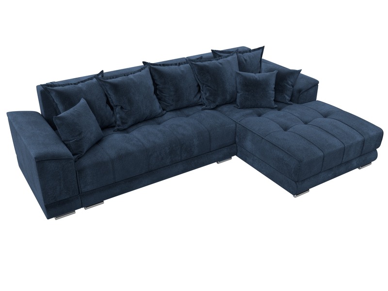 Диван угловой НордСтар правый угол, Велюр, TOWER 13 синий