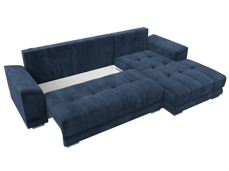 Диван угловой НордСтар правый угол, Велюр, TOWER 13 синий