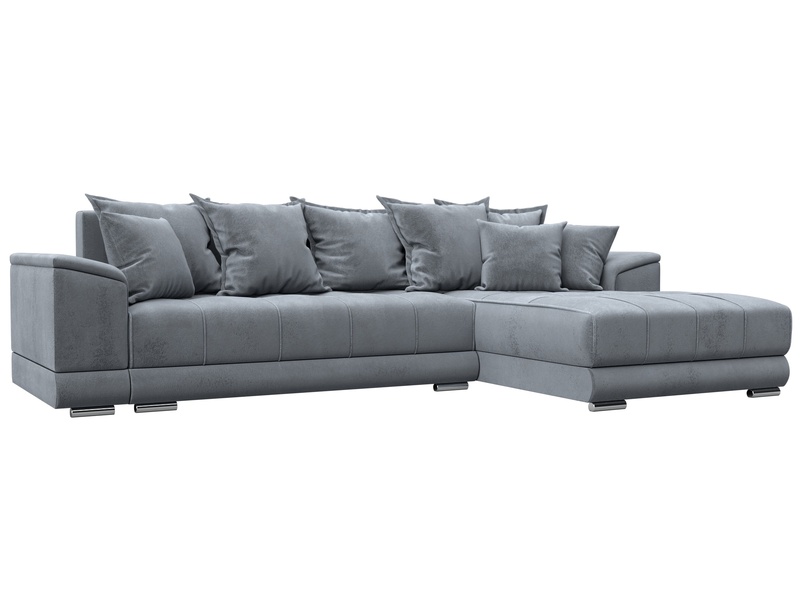 Диван угловой НордСтар правый угол, Велюр, TOWER 10 серый