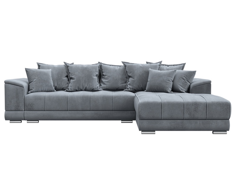 Диван угловой НордСтар правый угол, Велюр, TOWER 10 серый