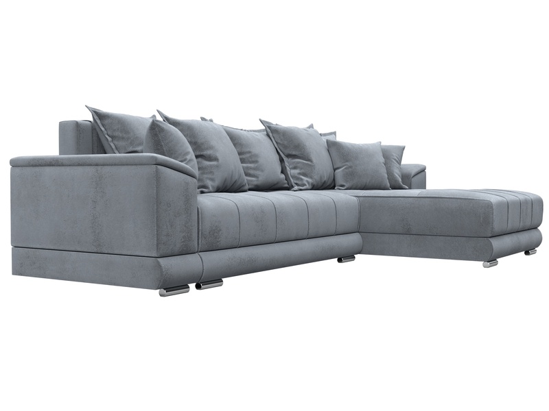 Диван угловой НордСтар правый угол, Велюр, TOWER 10 серый