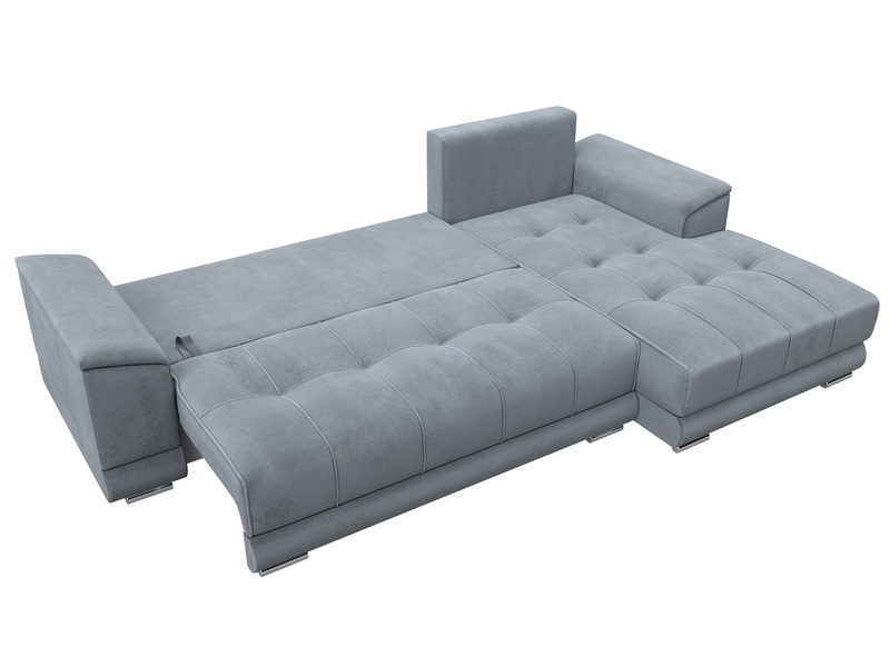 Диван угловой НордСтар правый угол, Велюр, TOWER 10 серый