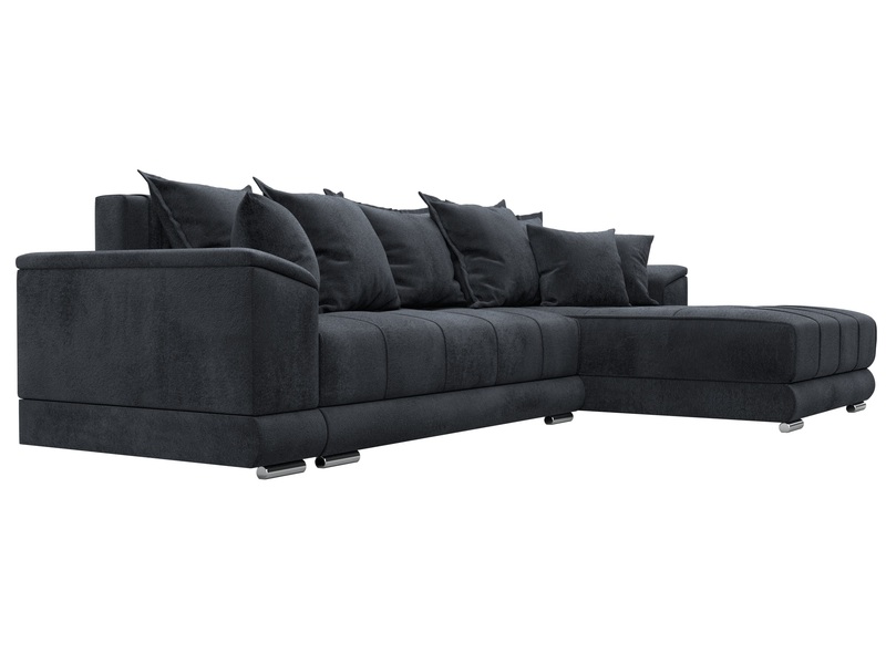 Диван угловой НордСтар правый угол, Велюр, TOWER 11 темно-серый