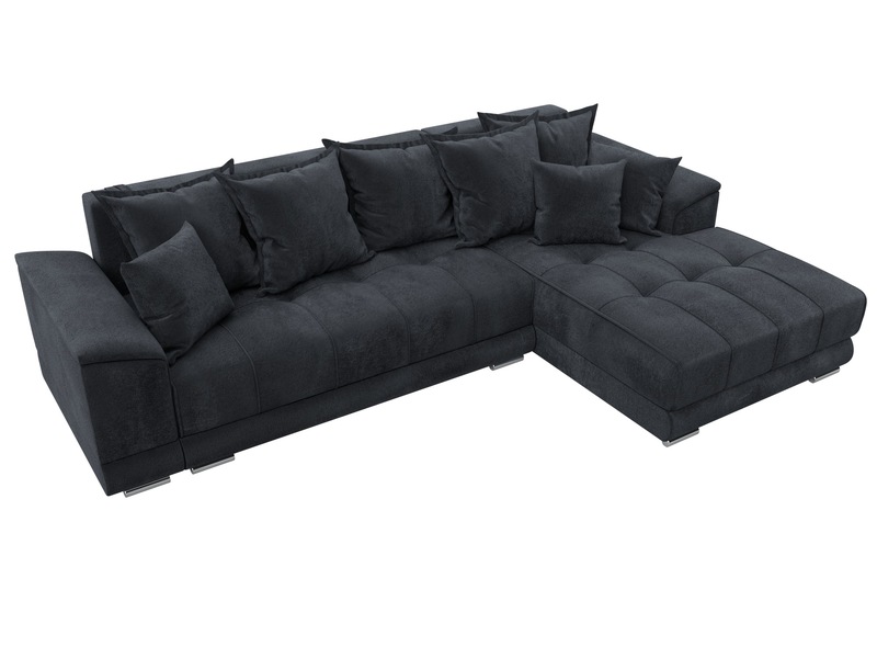 Диван угловой НордСтар правый угол, Велюр, TOWER 11 темно-серый