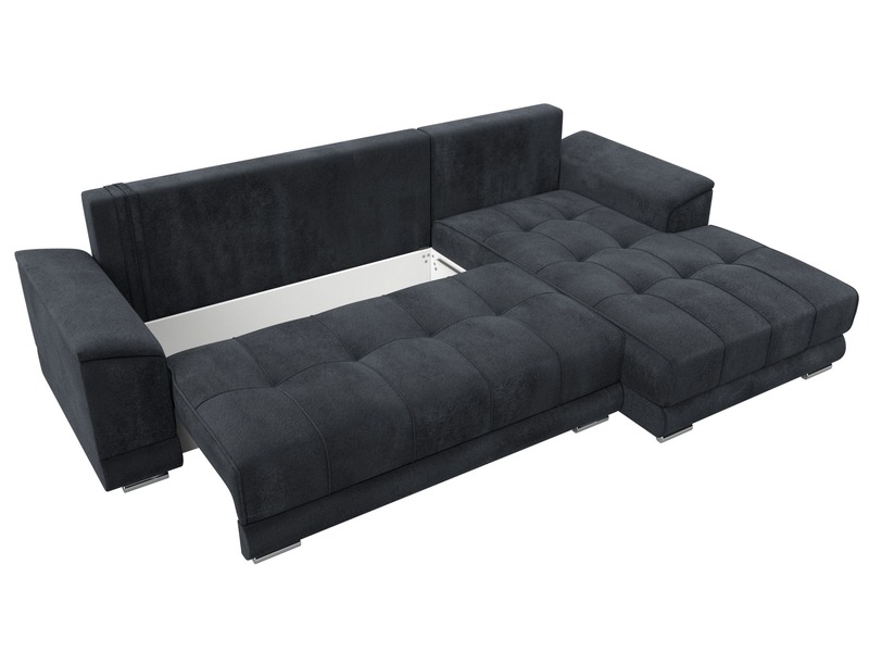 Диван угловой НордСтар правый угол, Велюр, TOWER 11 темно-серый