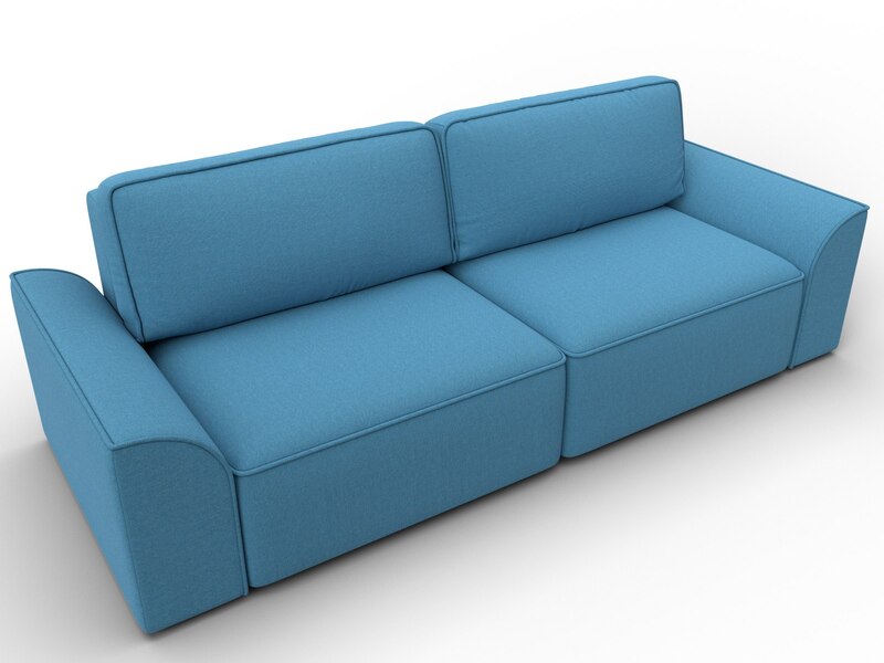 Диван прямой Лига-048 НПБ, Рогожка, Амур 10 голубой