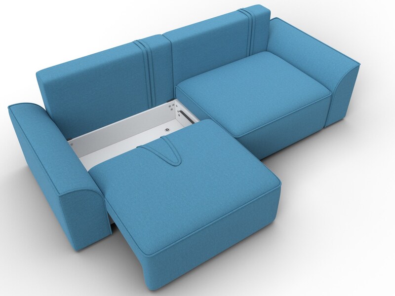 Диван прямой Лига-048 НПБ, Рогожка, Амур 10 голубой