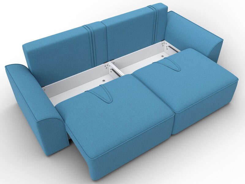 Диван прямой Лига-048 НПБ, Рогожка, Амур 10 голубой