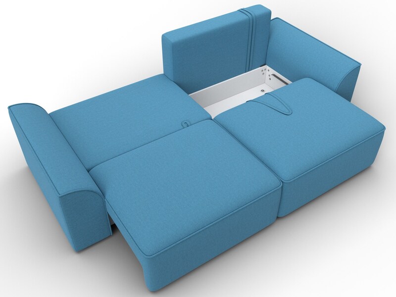 Диван прямой Лига-048 НПБ, Рогожка, Амур 10 голубой