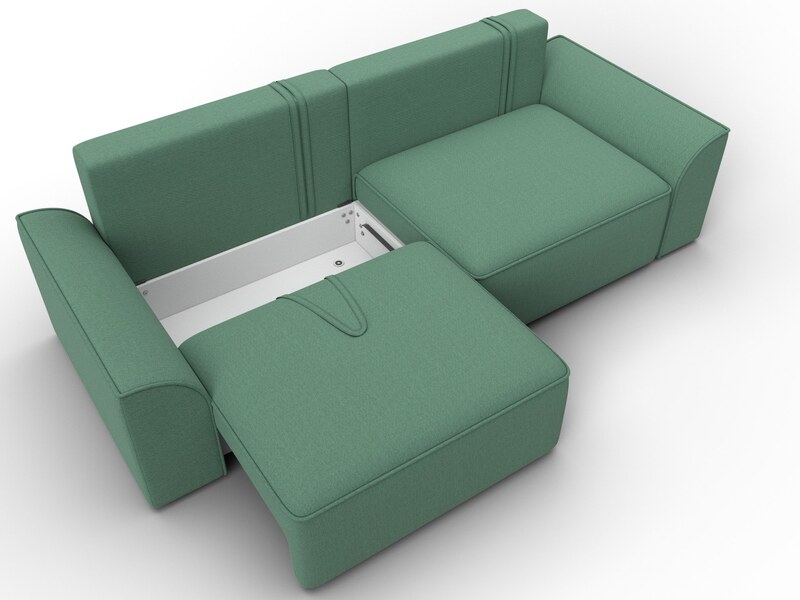 Диван прямой Лига-048 НПБ, Рогожка, Амур 11 зеленый