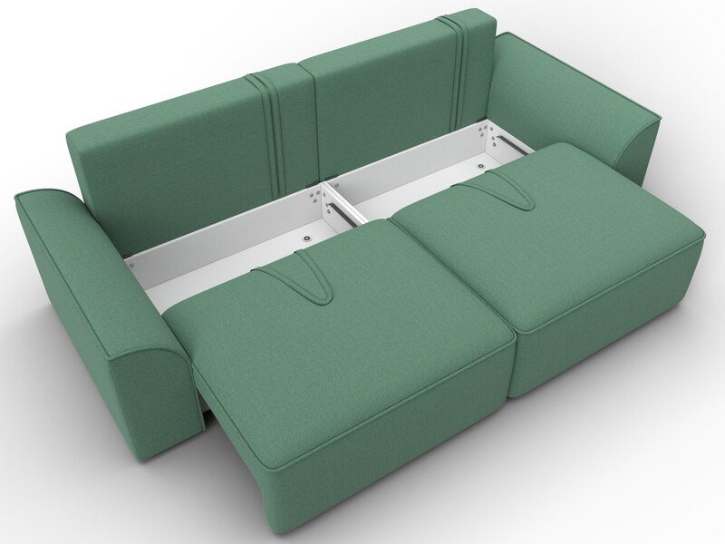 Диван прямой Лига-048 НПБ, Рогожка, Амур 11 зеленый