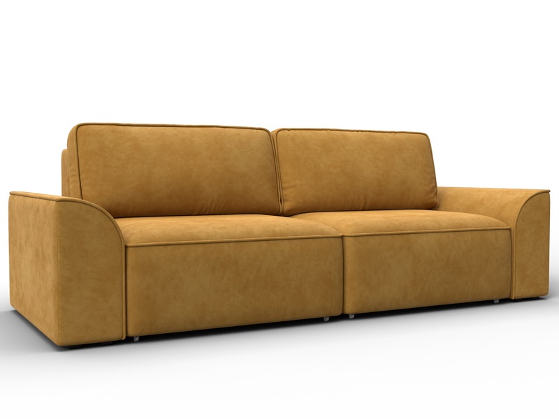 Диван прямой Лига-048 НПБ, Велюр, BRUT 10 желтый