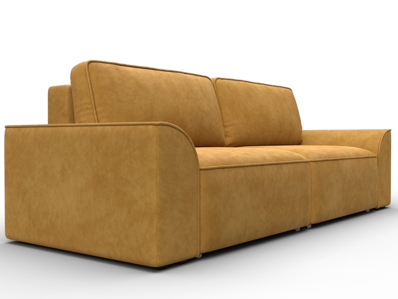 Диван прямой Лига-048 НПБ, Велюр, BRUT 10 желтый