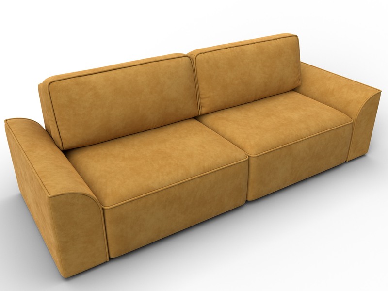 Диван прямой Лига-048 НПБ, Велюр, BRUT 10 желтый