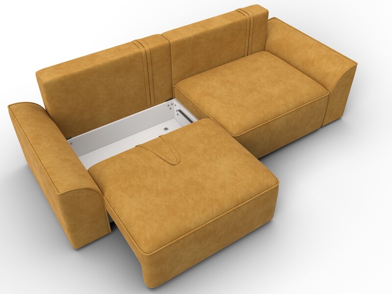 Диван прямой Лига-048 НПБ, Велюр, BRUT 10 желтый