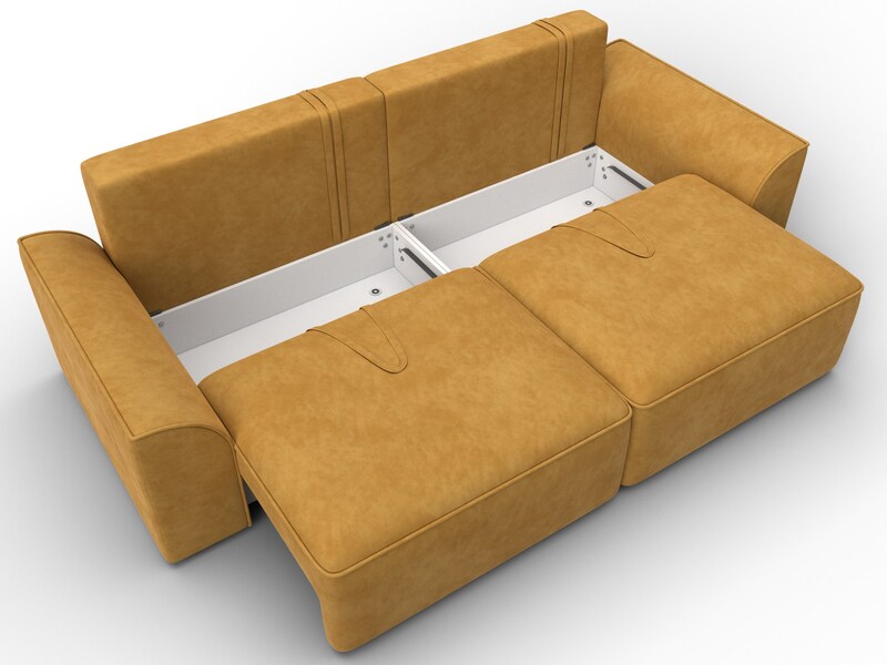 Диван прямой Лига-048 НПБ, Велюр, BRUT 10 желтый