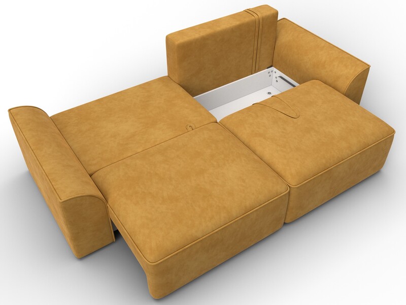 Диван прямой Лига-048 НПБ, Велюр, BRUT 10 желтый