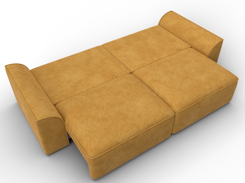 Диван прямой Лига-048 НПБ, Велюр, BRUT 10 желтый