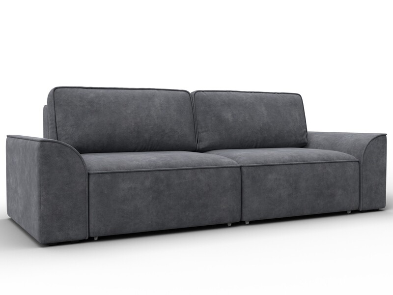 Диван прямой Лига-048 НПБ, Велюр, BRUT 16 темно-серый