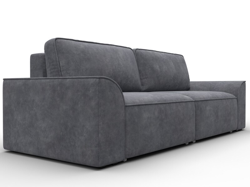 Диван прямой Лига-048 НПБ, Велюр, BRUT 16 темно-серый