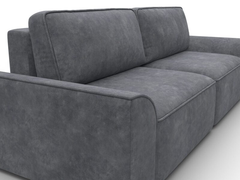 Диван прямой Лига-048 НПБ, Велюр, BRUT 16 темно-серый