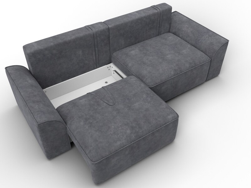 Диван прямой Лига-048 НПБ, Велюр, BRUT 16 темно-серый