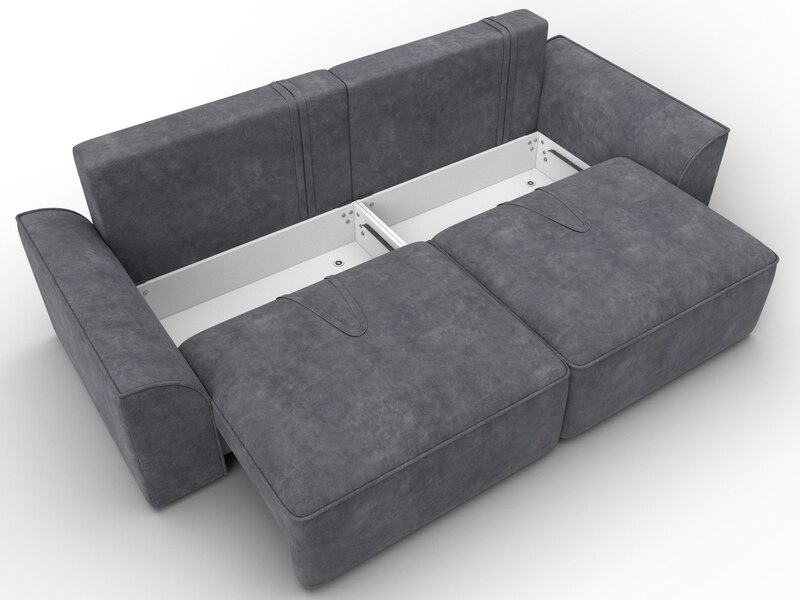 Диван прямой Лига-048 НПБ, Велюр, BRUT 16 темно-серый