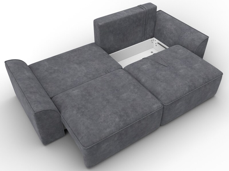 Диван прямой Лига-048 НПБ, Велюр, BRUT 16 темно-серый