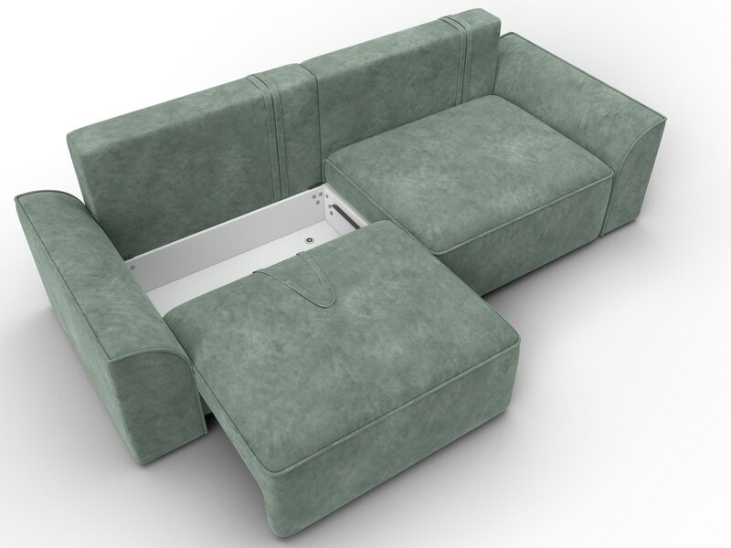 Диван прямой Лига-048 НПБ, Велюр, BRUT 08 зеленый