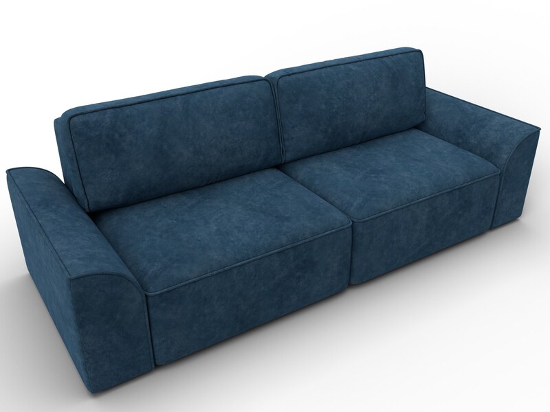 Диван прямой Лига-048 НПБ, Велюр, BRUT 11 синий