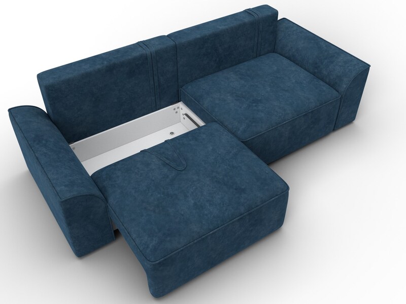 Диван прямой Лига-048 НПБ, Велюр, BRUT 11 синий