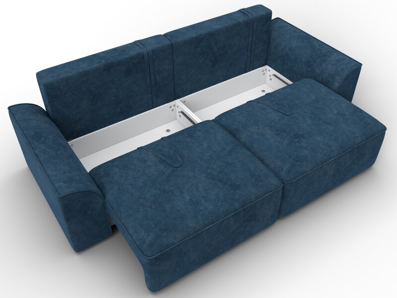 Диван прямой Лига-048 НПБ, Велюр, BRUT 11 синий