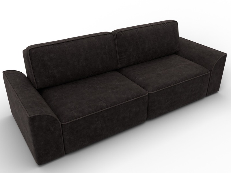 Диван прямой Лига-048 НПБ, Велюр, BRUT 17 коричневый