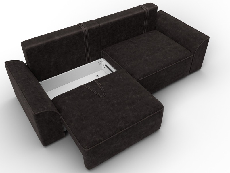 Диван прямой Лига-048 НПБ, Велюр, BRUT 17 коричневый