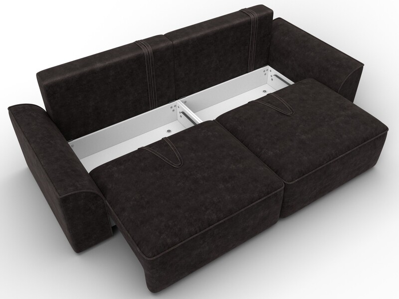 Диван прямой Лига-048 НПБ, Велюр, BRUT 17 коричневый