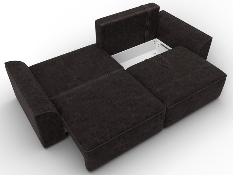 Диван прямой Лига-048 НПБ, Велюр, BRUT 17 коричневый