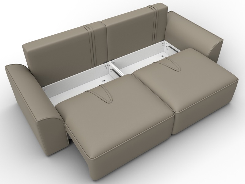 Диван прямой Лига-048 НПБ, Экокожа, GRIFON 04 бежевый