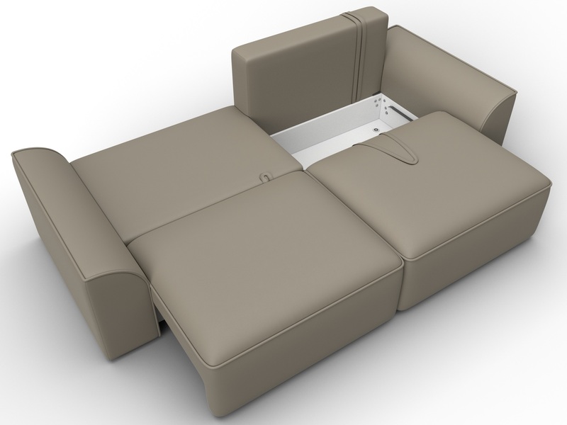 Диван прямой Лига-048 НПБ, Экокожа, GRIFON 04 бежевый