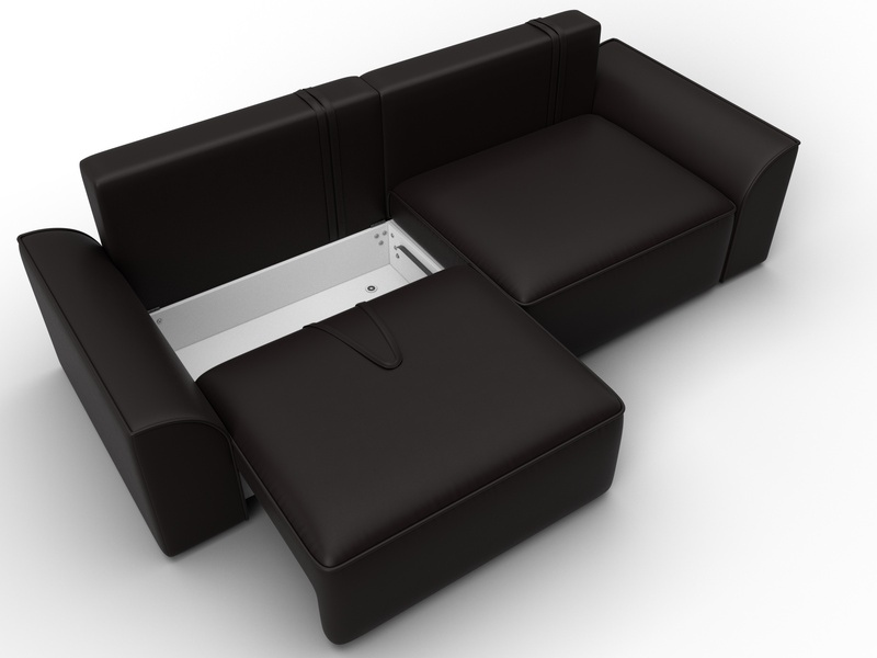 Диван прямой Лига-048 НПБ, Экокожа, GRIFON 12 коричневый