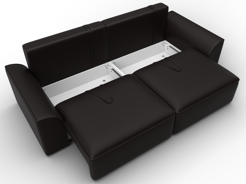 Диван прямой Лига-048 НПБ, Экокожа, GRIFON 12 коричневый