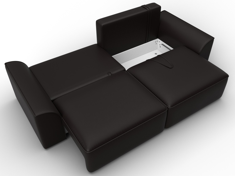 Диван прямой Лига-048 НПБ, Экокожа, GRIFON 12 коричневый