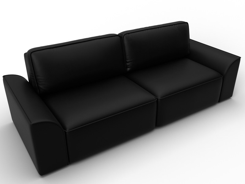 Диван прямой Лига-048 НПБ, Экокожа, GRIFON 18 черный