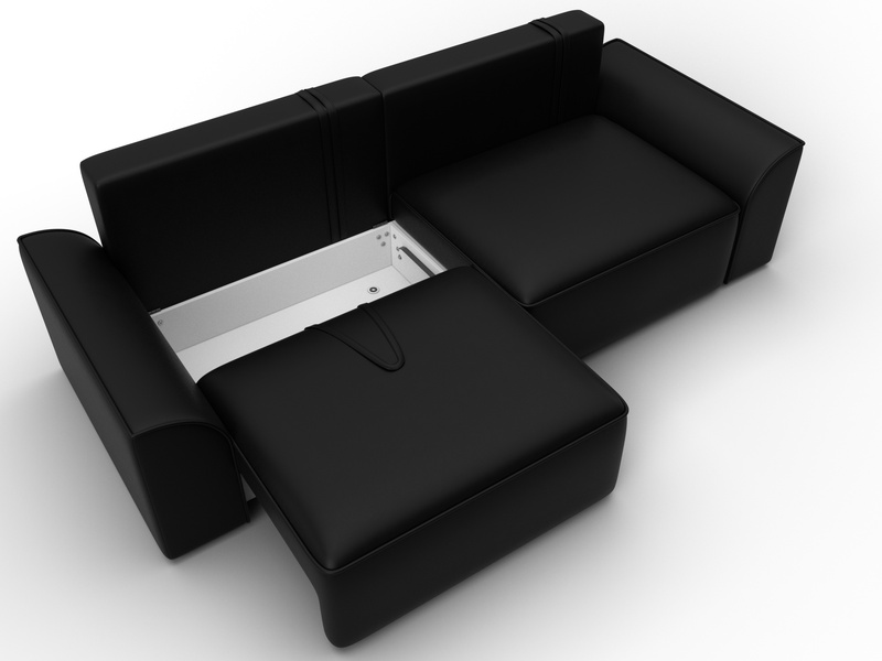 Диван прямой Лига-048 НПБ, Экокожа, GRIFON 18 черный