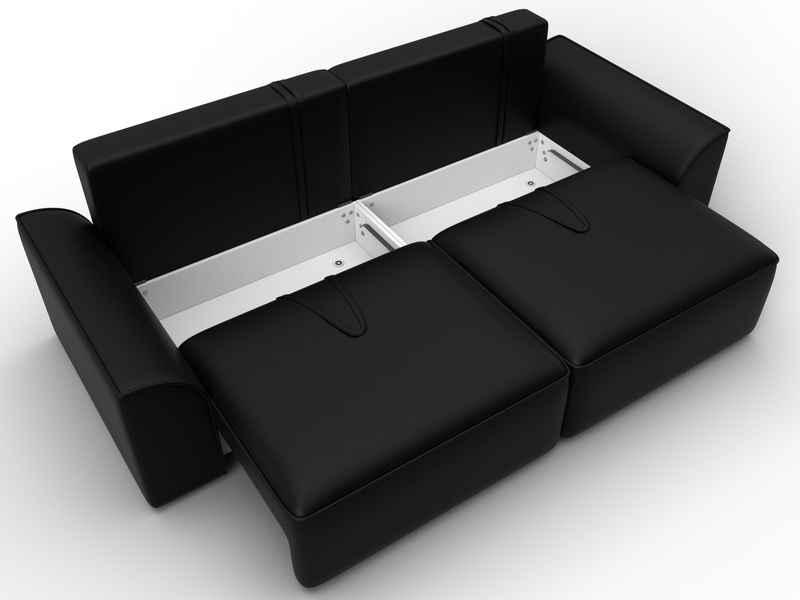 Диван прямой Лига-048 НПБ, Экокожа, GRIFON 18 черный