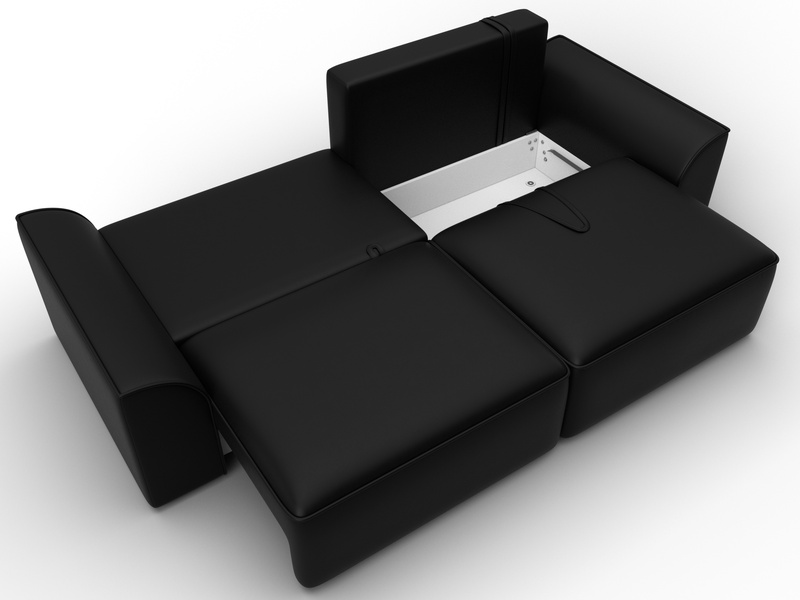 Диван прямой Лига-048 НПБ, Экокожа, GRIFON 18 черный