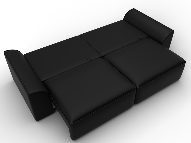 Диван прямой Лига-048 НПБ, Экокожа, GRIFON 18 черный