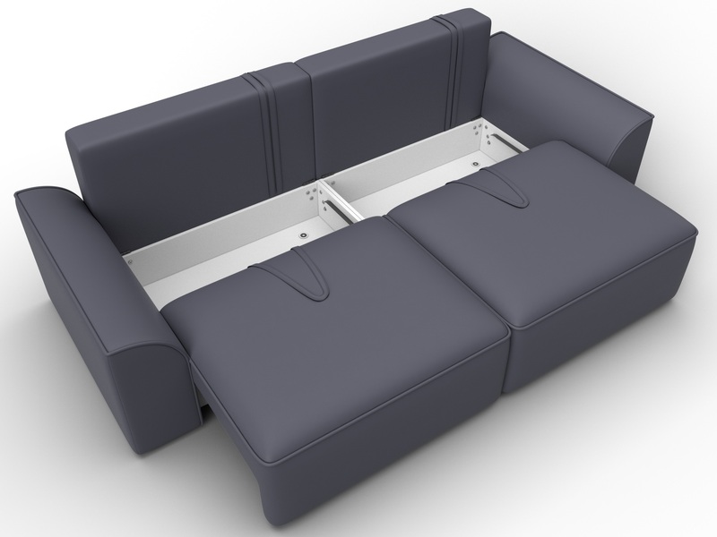 Диван прямой Лига-048 НПБ, Экокожа, GRIFON 15 серый