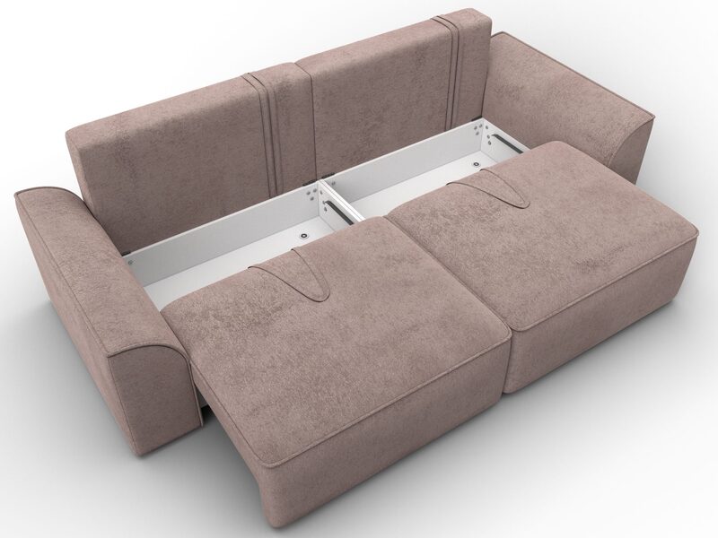 Диван прямой Лига-048 НПБ, Велюр, TOWER 05 бежевый