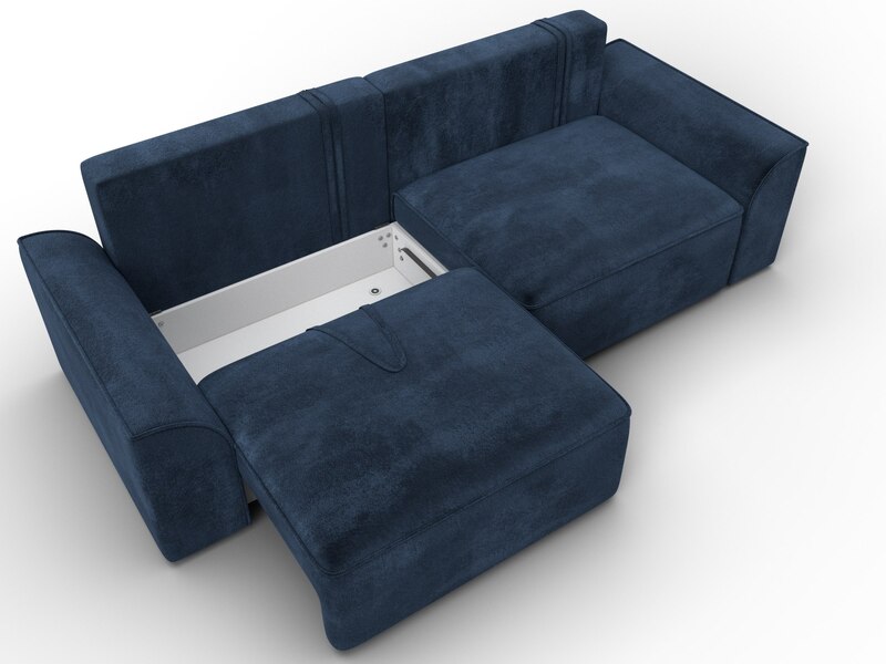 Диван прямой Лига-048 НПБ, Велюр, TOWER 13 синий