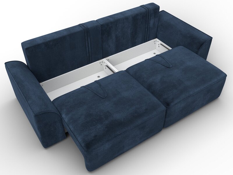 Диван прямой Лига-048 НПБ, Велюр, TOWER 13 синий